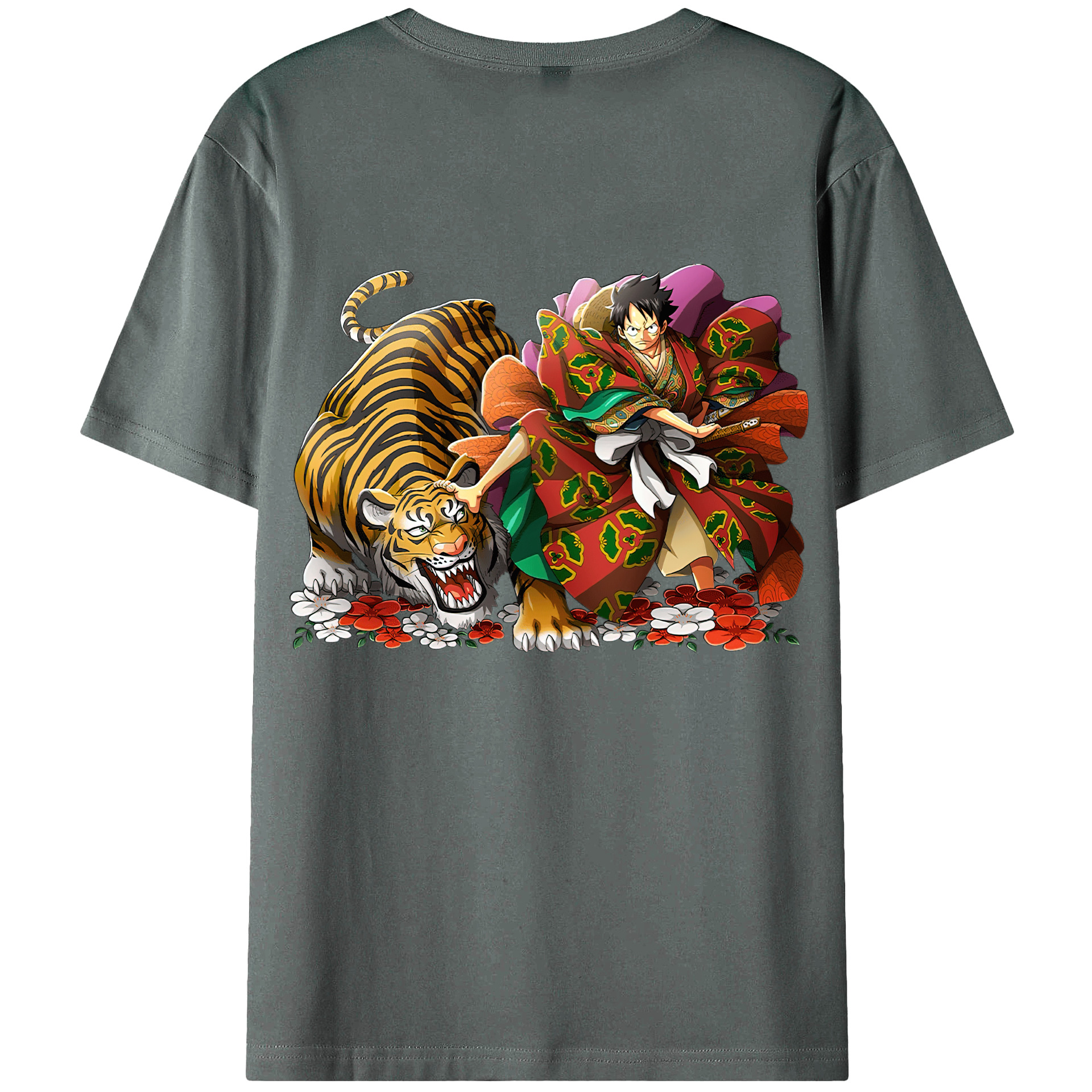 （画像用） ワンピース モンキー・D・ルフィ ONE PIECE Monkey D. Luffy 綿100％ メンズ半袖Tシャツ（バックプリント） 通気性